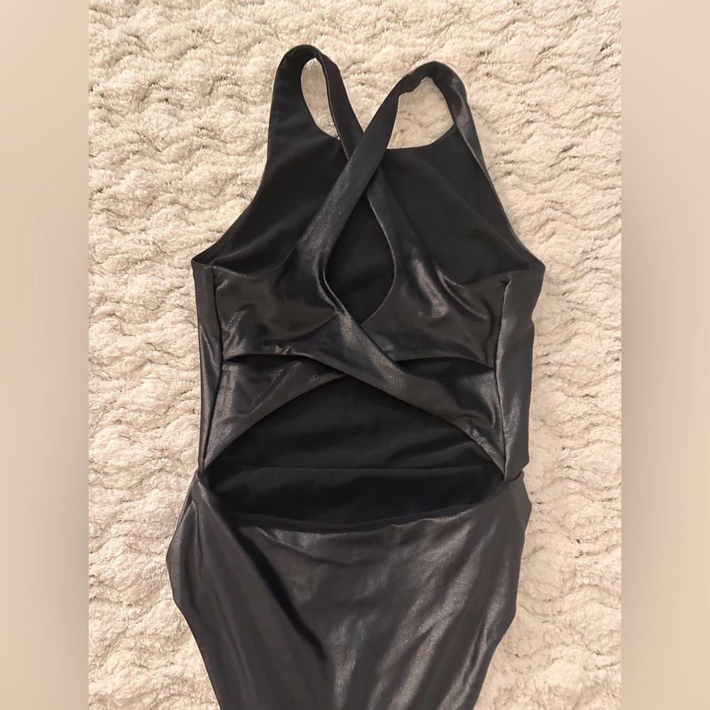 Carbon38 Black Criss Cross Back Bodysuit